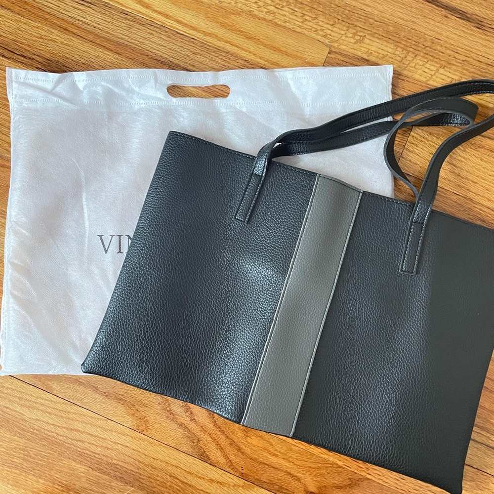 VINCE CAMUTO NWT Black w. Grey Stripe Leather Bag